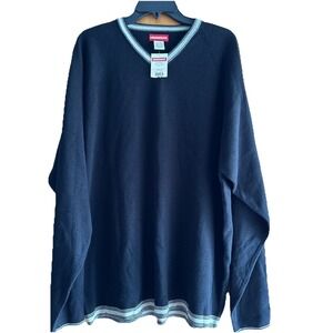 Vintage Union Bay Men's XL Black Stripe V-Neck Pullover Sweater‎ 90's Preppy New